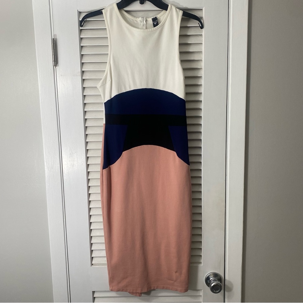 WOMENS M COLOR BLOCK SLEEVELESS DRESS